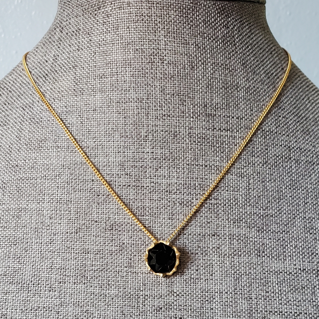 Sam Edelman Black Crystal And Brushed Goldtone Necklace New With Tag